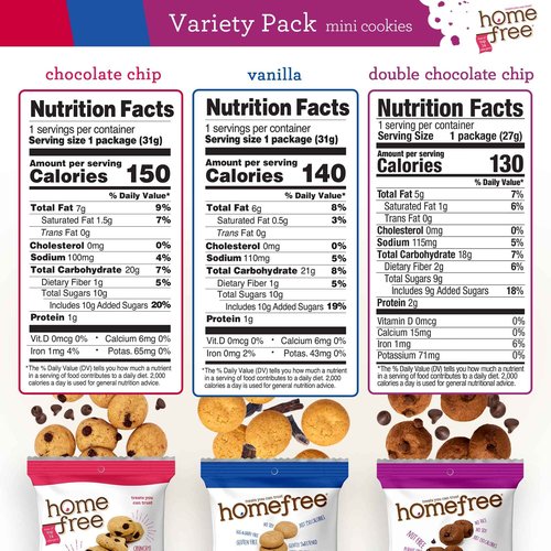 Homefree Treats You Can Trust Gluten Free Mini Cookies, Single Serve, Variety Pack (Pack of 30)