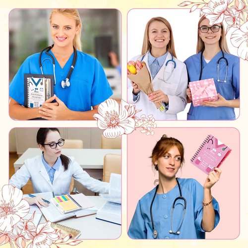Resurhang 12 Sets 2025 Nurse Appreciation Gift Thank You Gifts Includes Small Pocket Inspirational Spiral Notebook with Ink Pens and Sticky Notepads Bulk for Assistants Medical Staff Coworker(Nurse)