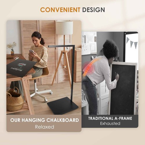 SHANTRA Metal Base Double-Sided Chalkboard Sign, 19" x 43" - Standing Sandwich Board Signs for Restaurant, Business, Cafe, Wedding