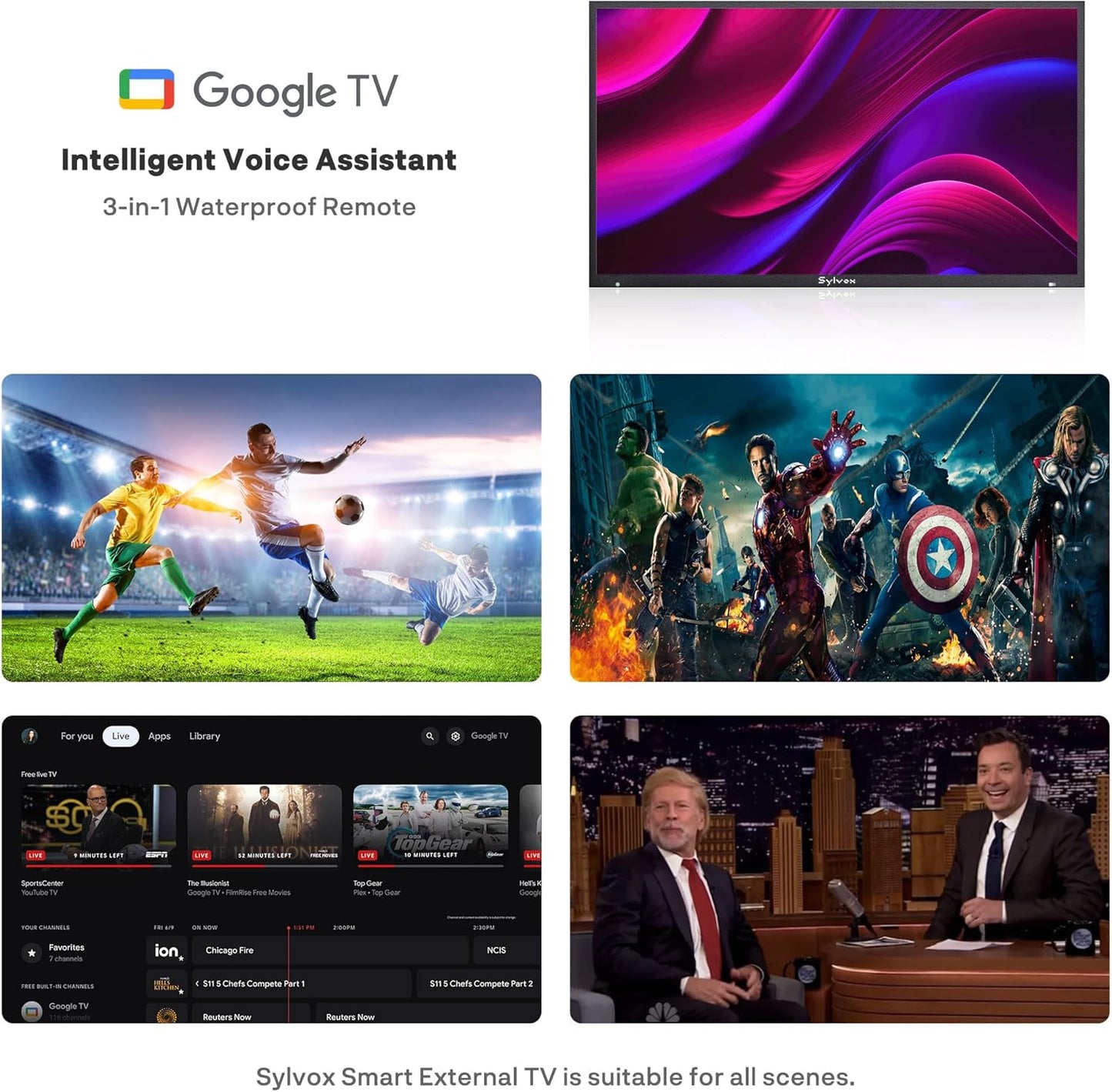 SYLVOX 75” Outdoor Smart TV - Superior Waterproof Performance & Anti-Glare Matte Finish | Dolby Atmos, 1000 Nits