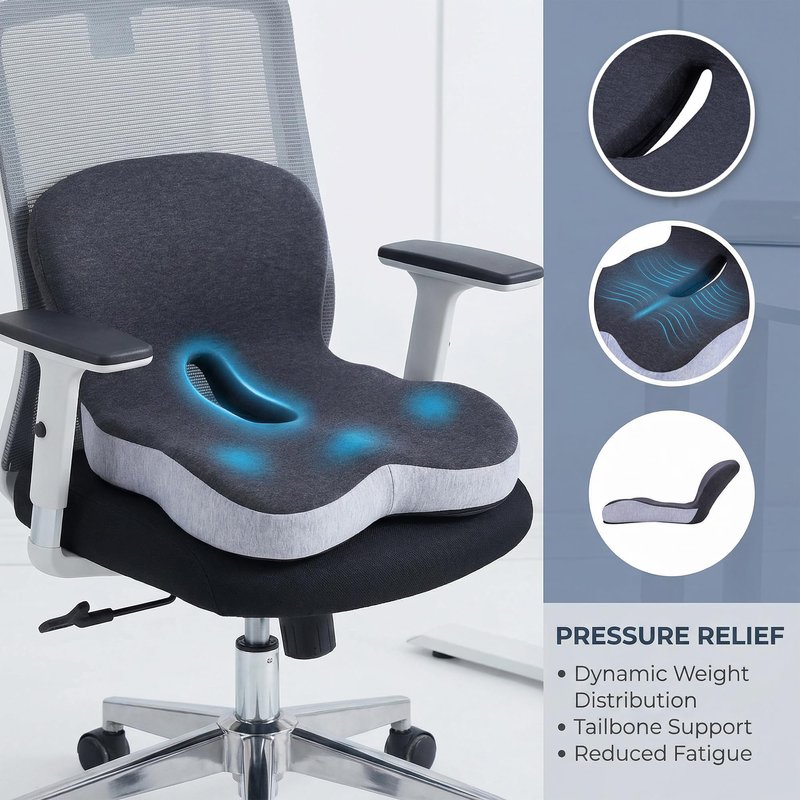 ZUAMEGU Memory Foam Car Seat Cushion – Ergonomic Driver Seat Cushion for Sciatica & Tailbone Pain, Breathable Non-Slip Car Seat Pad with Lumbar Support for Car, Truck, SUV, Office Chair