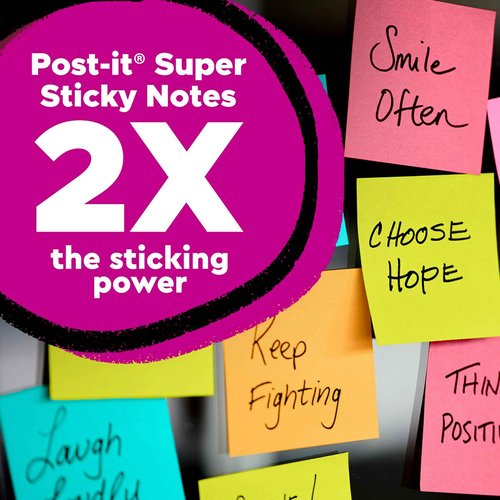 Boardwalk BWK410321 7.6 in. x 8.9 in. 2 Ply Center-Pull Roll Towels - White (6/Carton) & Post-it Super Sticky Notes, 3x3 in, 24 Pads, 2X The Sticking Power, Supernova Neons, Bright Colors, Recyclable