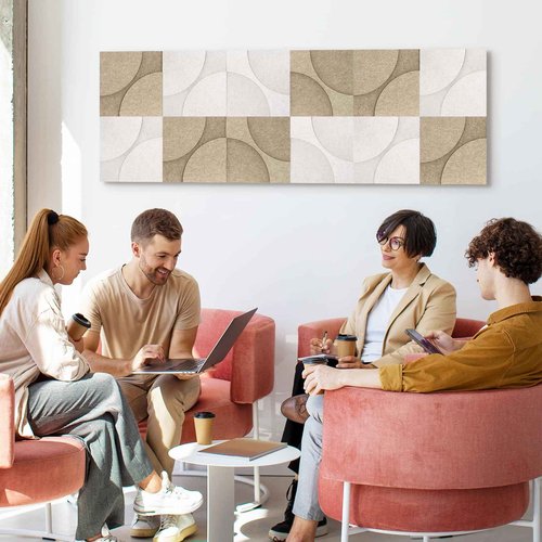 DOLLAR BOSS Acoustic Wall Panels 8 Pack 12" x 12" Wall Art Sound Proof Panels 3D Carving Decorative Sound Absorbing Panels for Walls for Recording Studio Office Home, Latte & Beige