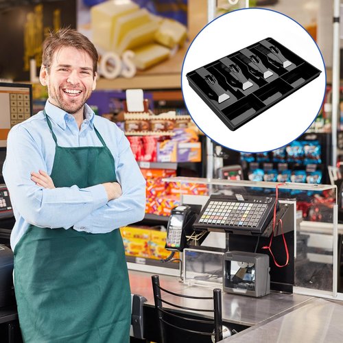 Hoteam 2 Pcs Cash Drawer Cash Drawer Tray Cash Tray Money Tray Cash Register Drawer Insert Tray with Plastic Clip, for Money Coin Storage(4 Bills 3 Coins)