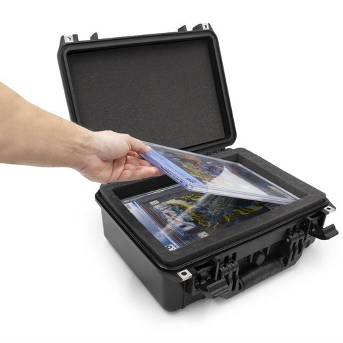 CASEMATIX 16” Waterproof Comic Book Storage Box – Comic Book Case Protects Up To 8 CGC Graded Comic Books or 30 Sleeved Top loaders in Airtight Customizable Book Bin