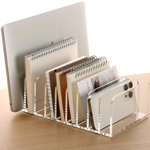 SANRUI Mail Organizer, Clear Acrylic Desk Organizer,Letter Holder for Desk,9-Compartment Small File Holders Paper Organizer Mail Sorter for Office,Home, School