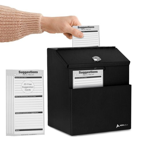 Adir Corp. Steel Suggestion/Key Drop Box (Black)
