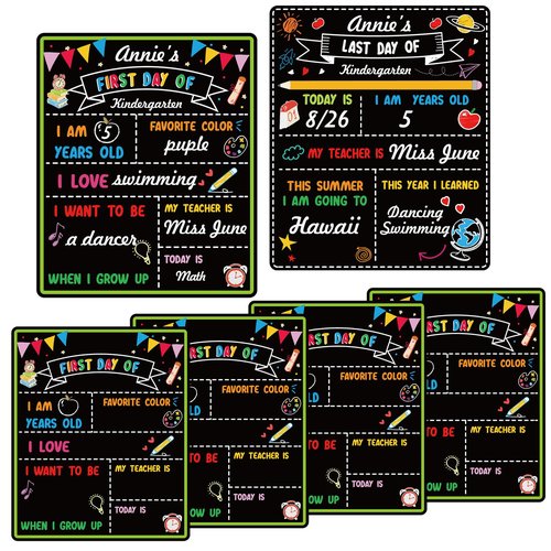 Feifeiya 4 Pack First and Last Day of School Chalkboard Double Sided Back to School Sign Preschool Kindergarten Chalkboard Sign Reusable Board for Photo Prop Supplies (12" X 10")