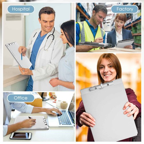 Henoyso Metal Storage Clipboard Bulk Heavy Duty Aluminum Clip Board for Teacher Contractor Medical Construction Office School Classroom, 12.6x9.2x1 Inch, Fit Letter Size 8.5x11 Inch Paper(4 Pcs)