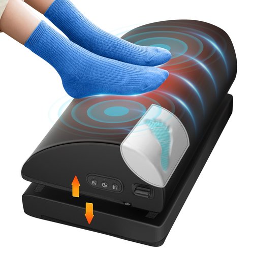 Foot Rest for Under Desk at Work, Heated Foot Stool with Vibration Massage, Adjustable Height Memory Foam Foot Stool,2 Heat Levels Ergonomic Desk Footrest
