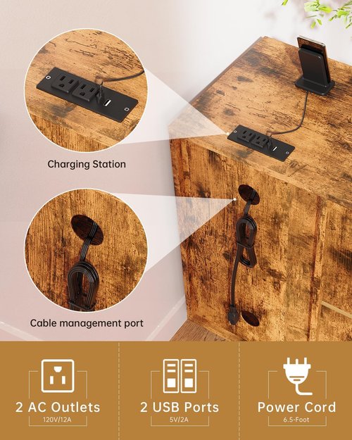 Skiennix 3 Drawer File Cabinet - Home Office Storage with USB Charging Port & Lockable Design