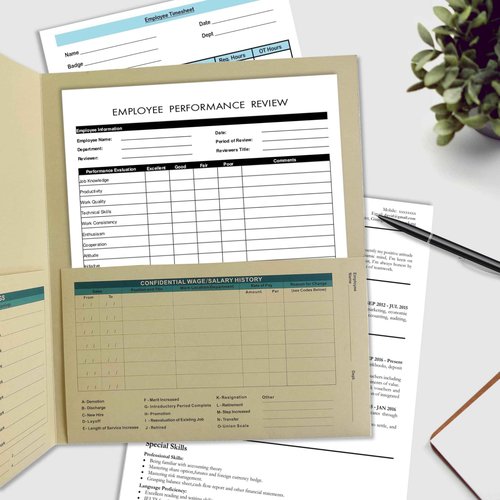 YvnShine Confidential Employee Folders with Internal Pocket, High Capacity HR Folders for Personnel Records, Durable HR Filing System for Office Organization, 25-Pack (Manila)