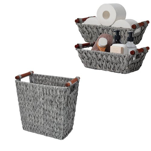 GRANNY SAYS Bundle of 1-Pack Woven Wastebasket for Organizing & 2-Pack Woven Storage Baskets for Bathroom