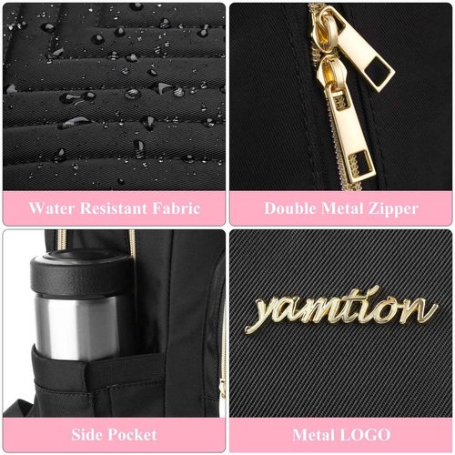 YAMTION Laptop Backpack Women,Backpack for Women USB for Business Work Office College Students Teacher,Black,17.3 inch