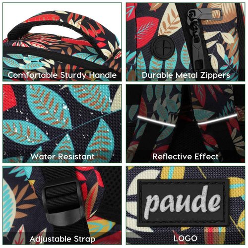 Paude Backpack Leaf Printing,Casual Backpack Bookbag Laptop Backpack with USB for College School Students Work Office Business