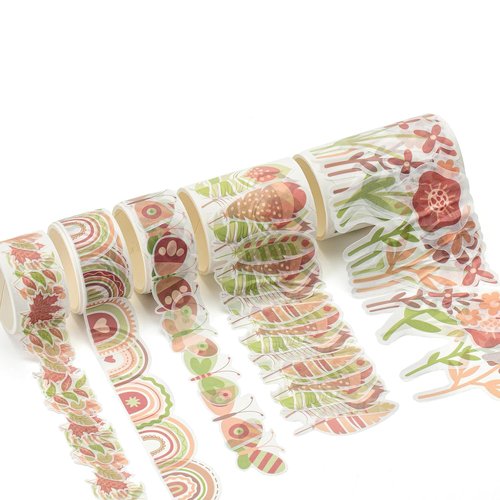 Mr. Pen Washi Tape Stickers - 5 Rolls with 40 Decorative Stickers Each for Planners & Crafts