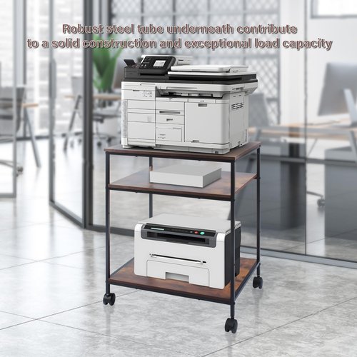 Sutex Large Printer Stand, 23.6" W x 18.9" D x 31.5" H Large Printer Table with Adjustable Storage Shelf, 3 Tier Rolling Printer Cart with Wheels for Home Office- Support 100 LBS Each Tier