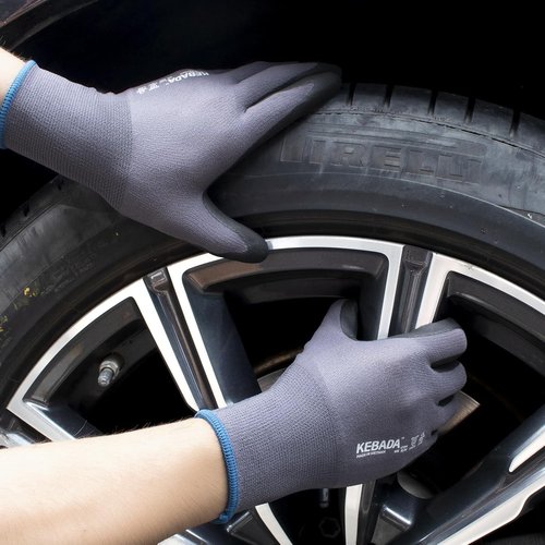 Kebada Nitrile Coated Work Gloves - 12 Pairs of Safety Gloves for Gardening & Light Duty | Large