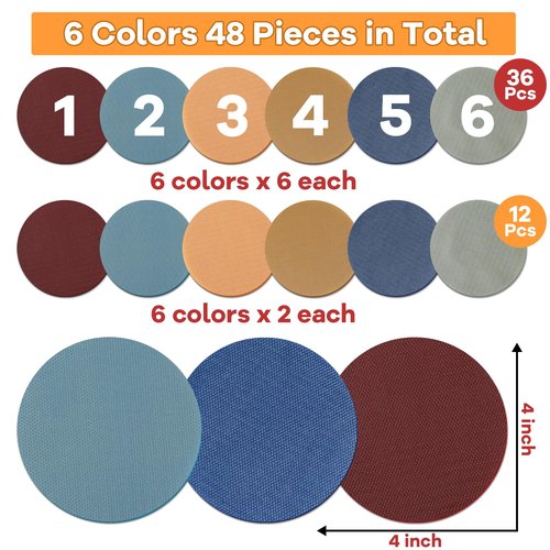 48Pcs 4" Carpet Spots for Classroom with Numbers Sit Spots for Carpet Sitting Spots Circle Dots Carpet Markers Floor Dots for Classroom Rug Preschool Elementary Kindergarten Supplies for Teachers Kids