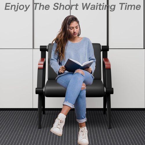 wonline Waiting Room Chairs, Office Furniture Reception Chairs with Arms, Leather Chairs is Suitable for Clinic,Airport,Hospital,Barber,Salon,Bank-Black