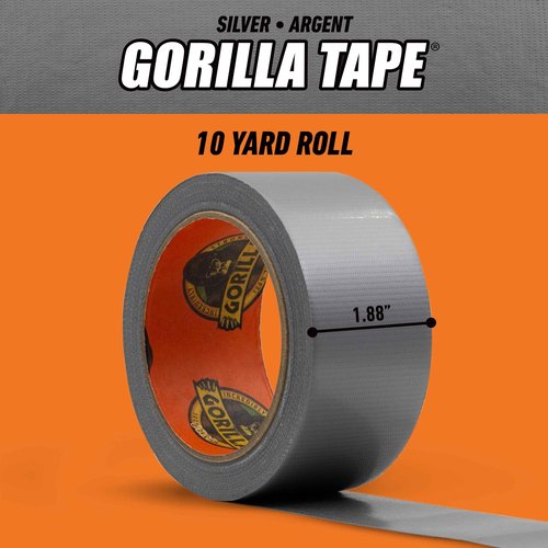 Gorilla Tape, 1.88 in x 10 yd, Silver (Pack of 6) - Duct, Utility, Triple Layer Strength, Indoor & Outdoor, Weather Resistant Shell