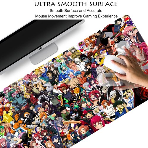 KINPLE Extended Large Gaming Mouse Pad, Full Desk Keyboard Mouse Pad, XXL Bigmouse Pad with Anime, Waterproof and Anti-Skid for Office Desk Decor . (35.4×15.75×0.1 inch)