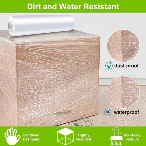 Clear Stretch Film, 15 Inch x 1000 Feet Stretch Wrap Roll for Pallet Wrap, Industrial Strength Stretch Wrap with Handles, Moving Wrapping Plastic Roll for Packing Materials Moving Supplies (2 Pack)