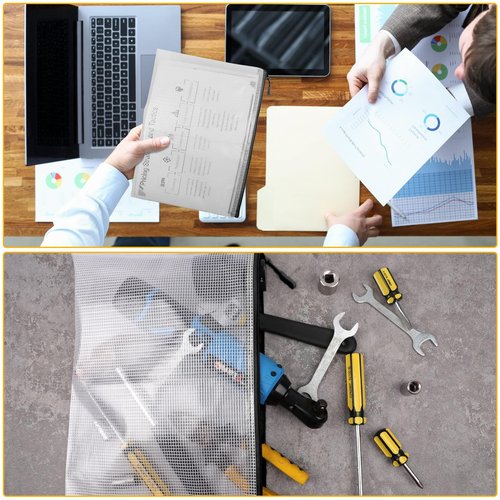 36pcs Large Mesh Zipper Pouch File Bags YOPCDJ Reusable Zippered Pouches for Organizing Classroom, Board Game Storage, Puzzle Bags Black