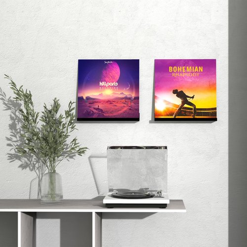 Adeptus Mechanicus 12-inch Vinyl Record Wall Mount, 8 Pack Acrylic Black Album Record Holder Display, Kids Bookshelf, Collector's Item