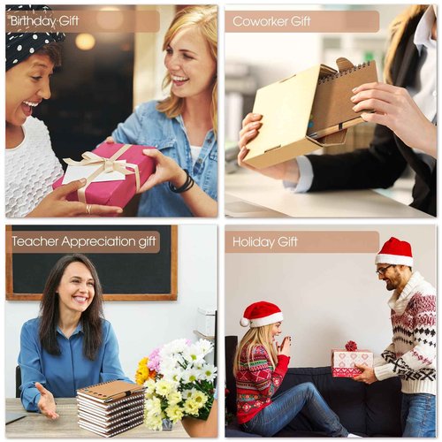 Chuangdi 50 Sets Employee Appreciation Gifts Bulk, Operation Christmas Gifts, Inspirational Kraft Spiral Notebook with Sticky Notes and Bamboo Pen, Motivational Team Supplies for, Students, Teachers