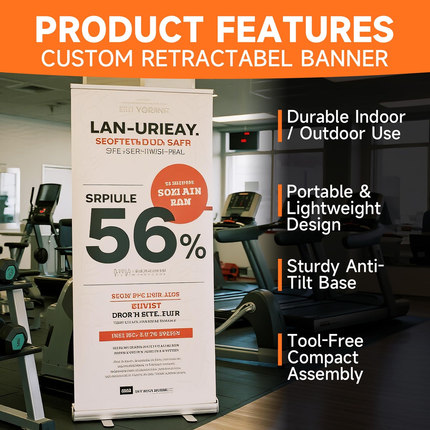 METAPRINT Custom Retractable Banner Stand 33"x81" – Personalized Roll Up Display with Carry Bag, Adjustable Height, Portable Stand for Trade Shows, Events, Business