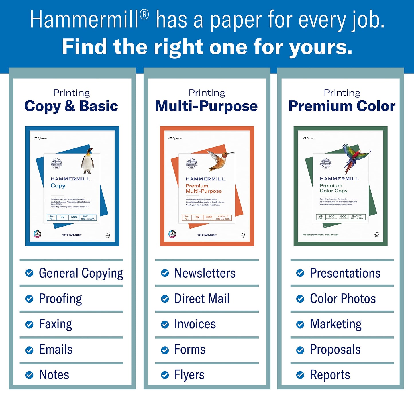 Hammermill Printer Paper, 20 Lb Copy Paper, 8.5 x 14-92 Bright, Made in the USA- 3 Ream (1500 Sheets)