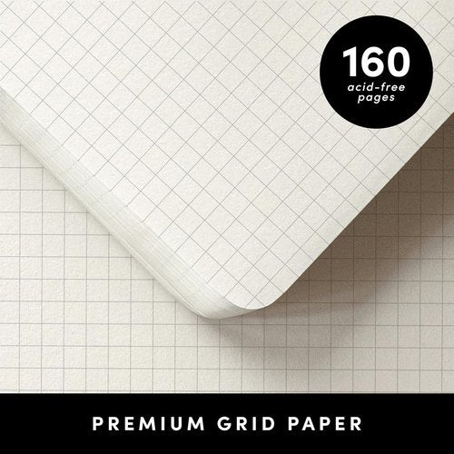 PAPERAGE Graph Paper Journal - Medium 5.6" x 8" | 160 Pages of 100 GSM Thick Hardcover for Work & School