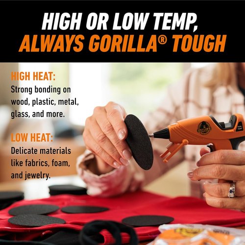 Gorilla Mini Hot Glue Gun Kit - Dual Temp Precision Nozzle & Easy Squeeze Trigger | 1 Gun + 30 Sticks