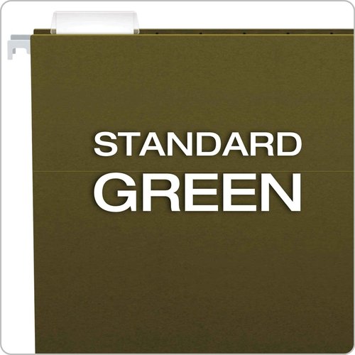 Pendaflex Extra Capacity Reinforced Hanging File Folders, 2", Legal Size, Standard Green, 1/5 Cut, 25/BX (4153x2) & Recycled Hanging Folders, Legal Size, Standard Green, 1/5 Cut, 25/BX (81622)
