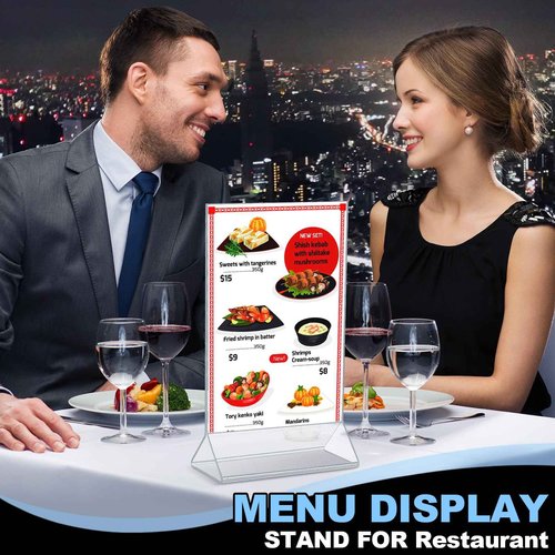 Sintuff 48 Pack Acrylic Sign Holder Clear Acrylic Display Stand Double-sided Acrylic Stands for Display 4 x 6 in Table Menu Acrylic Frame Paper Flyer Holder for Office Supplies Business Essential