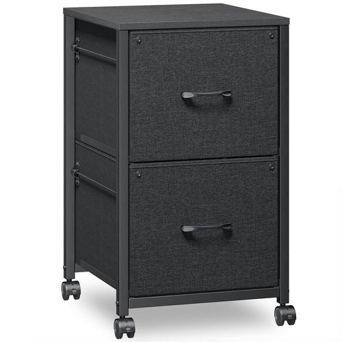 Raybee File Cabinet 2 Drawer Fabric Filing Cabinet Small Rolling Printer Stand Lateral Filing Cabinets Fits A4 Letter Legal Size for Home Office