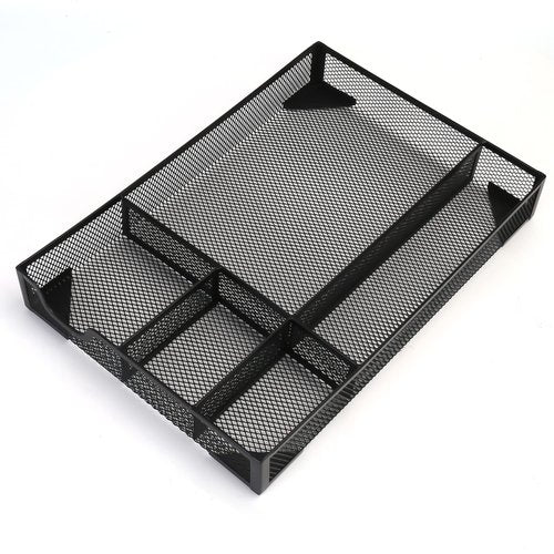 EsOfficce Desk Drawer Organizer,Metal Mesh Drawer, 5 Grid Large Space,Multi-use Desk Organizer Storage Box Set for Office,Home,School Supplies,12.2 x 8.3 x1.8 Inches