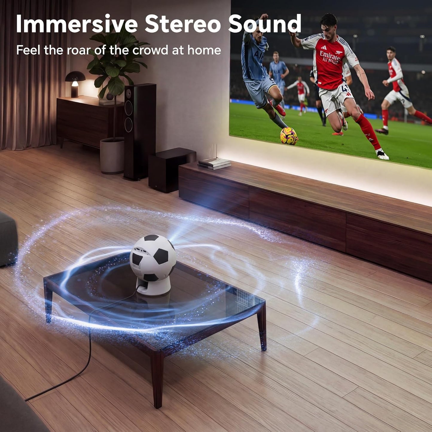 Smart Mini Projector - Android 13 WiFi Bluetooth | 1080P Football-Shaped Movie Projector for Outdoor & Bedroom