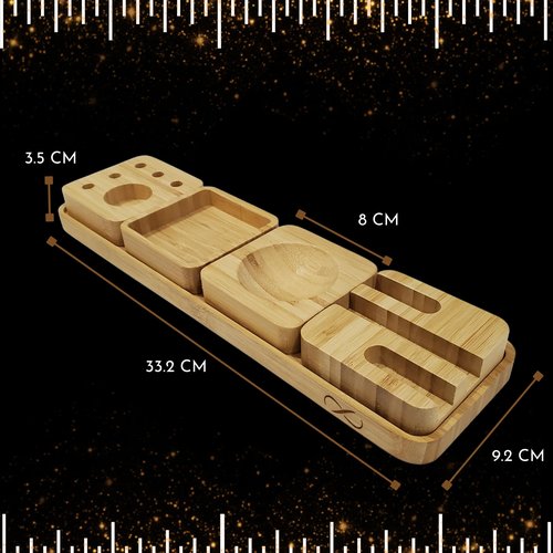 Desk Organizer - Slab. Modular Bamboo Organizer with Pen Holder, Phone Stand, Notes Tray and Clips Holder. Beautifully Designed for Home, School & Office (Wood)