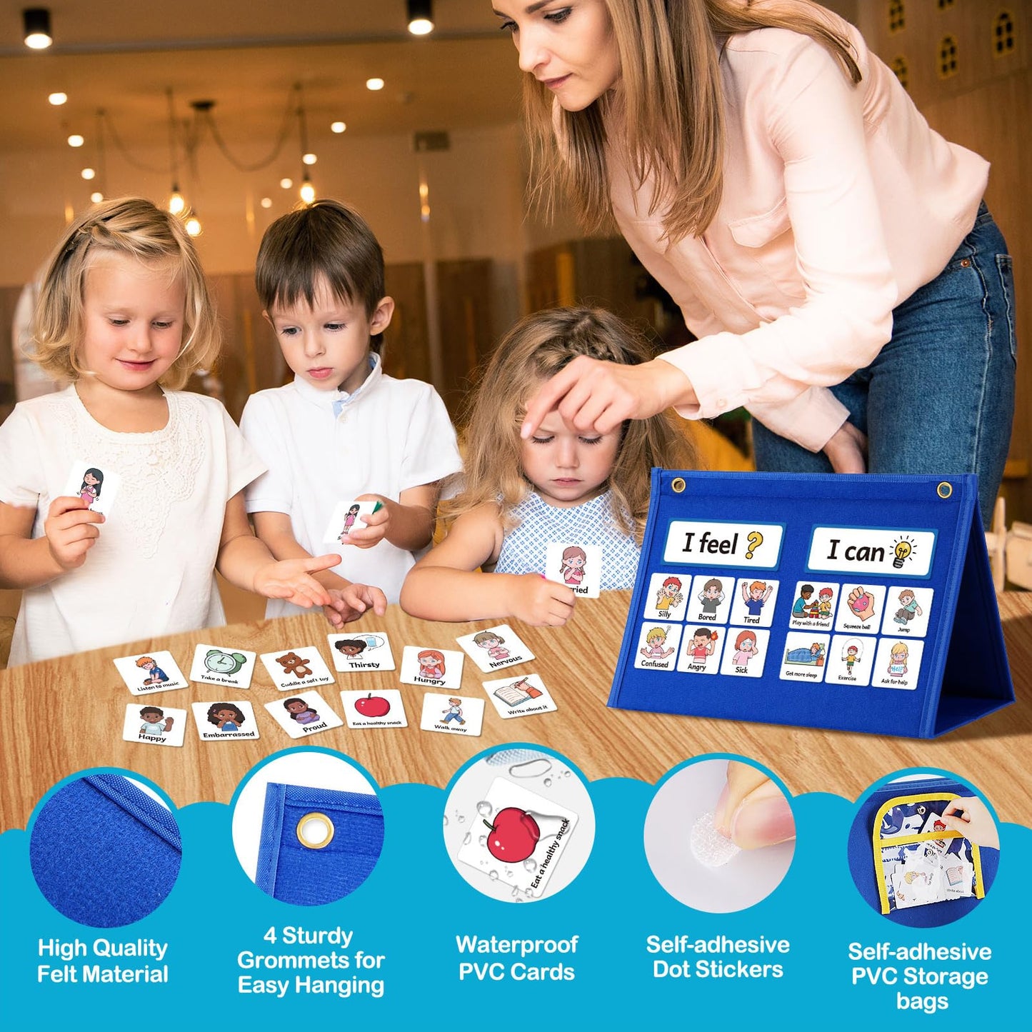 Kasfalci Feelings Chart, Social Emotional Learning Activities,Autism Learning Materials, ADHD Tools,Behavior Management,Anger Management Toys,Calm Down Corner Supplies for Classroom Daycare & Home