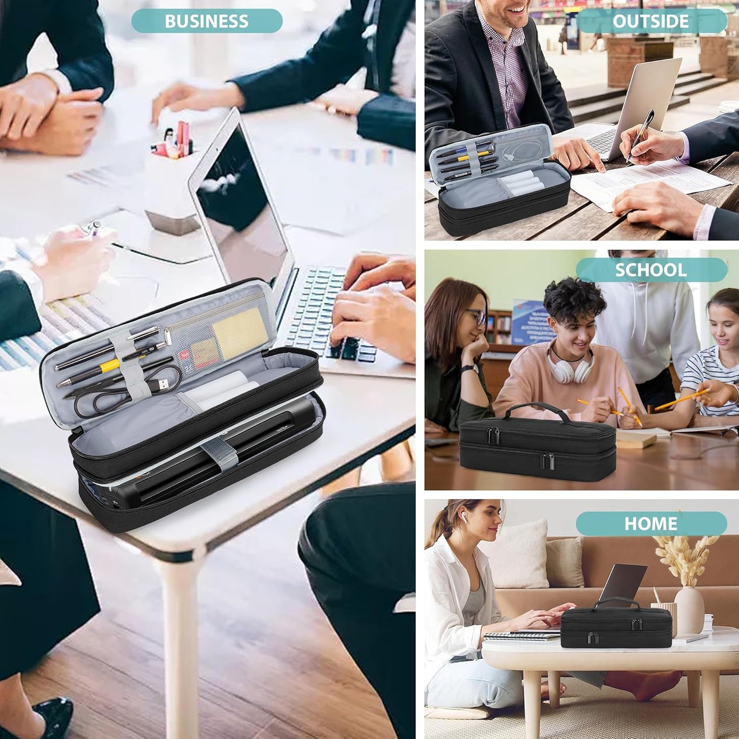 Yarwo Double-Layer Document Scanner Travel Case - Compatible with Brother, Canon, Epson | Black