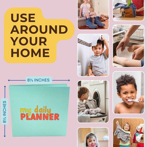 Look Lola Magnetic Daily Visual Schedule for Kids at Home - Create Your Own Routine Chart for Kids & Toddlers (Morning and Bedtime) - Autism ADHD (72 Magnets + Board)