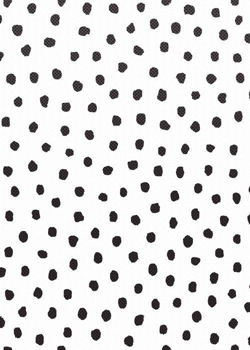 Black Painted Dots on White Better Than Paper® Bulletin Board Roll and Teacher Created Resources Black Painted Dots on White Straight Rolled Border Trim (TCR8910)