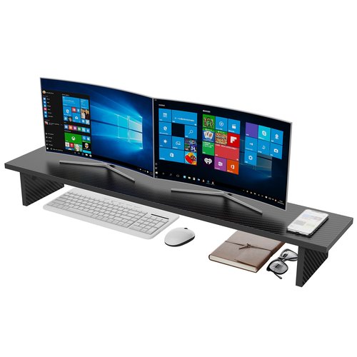 EUREKA ERGONOMIC Dual Monitor Stand - Adjustable Legs, Dual Monitor Riser, Carbon Fiber Computer Monitor Stand, Desktop Organizer, Monitor Stand Riser for PC, Computer, Laptop (Black)