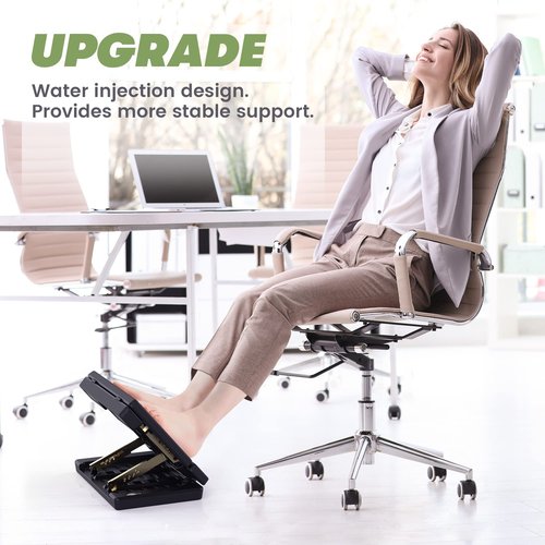 Vhelyom Foot Rest for Under Desk at Work, Height Adjustable Footrest with Massage Roller and Soft Pad, Foldable Ergonomic Foot Rest for Car, Underdesk, Home, Train(Grey)