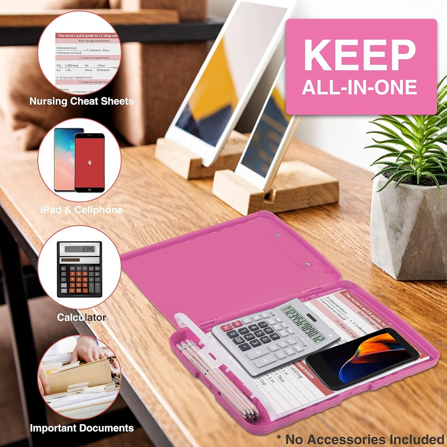 Sooez Clipboard with Storage - 8.5 x 11 Plastic Organizer with Pen Holder | Ideal for School & Office