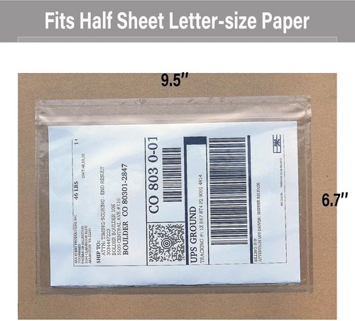 BEUYI Packing List Envelopes - Clear Adhesive Shipping Label Pouches | 9.5'' x 6.7'' Size, 240 Pack