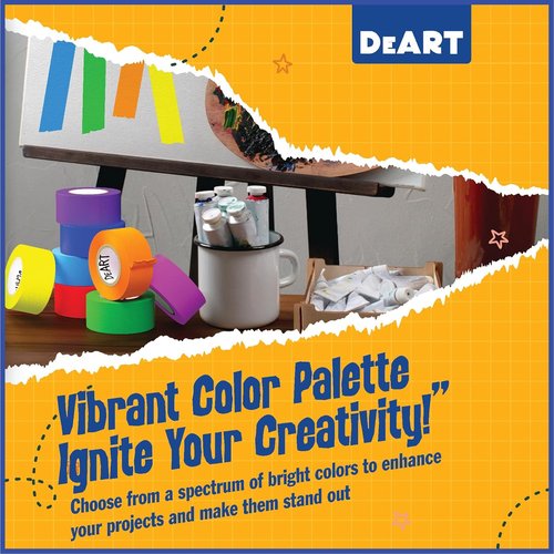 DEART Colored Masking Tape - Writable Painters Tape for Arts & Crafts | 12 Pack, 1 Inch Wide
