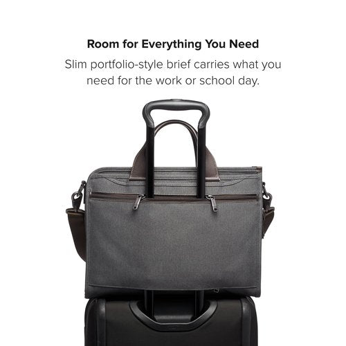 TUMI Slim Deluxe Portfolio - Ballistic Nylon Briefcase for Men & Women - Stylish Organizer Briefcase for Business & Travel - Anthracite
